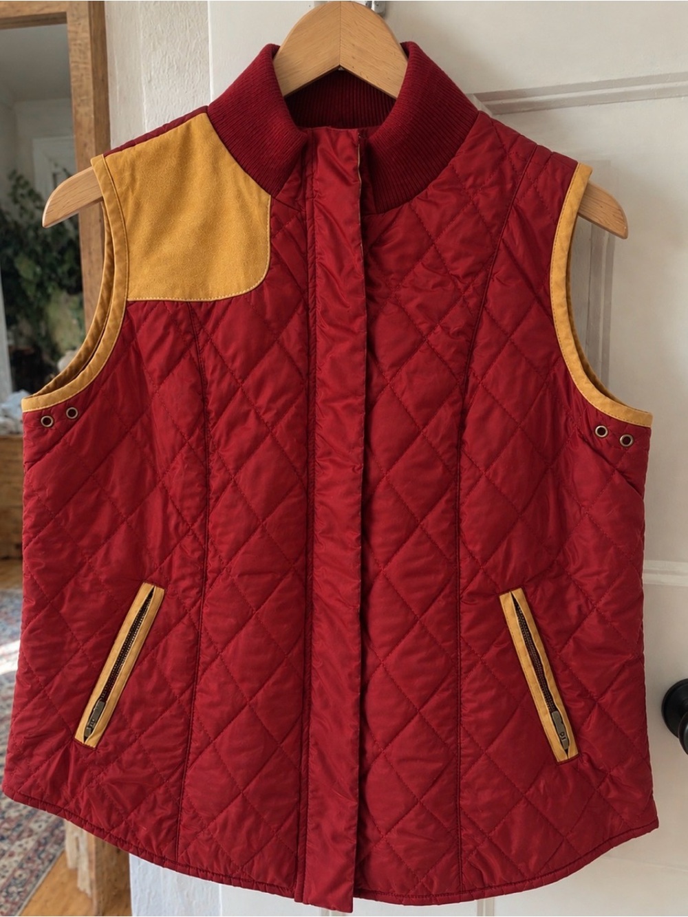 Bob Timberlake Quilted Vest Burgundy Red & Gold Outdoorsman Lined Large